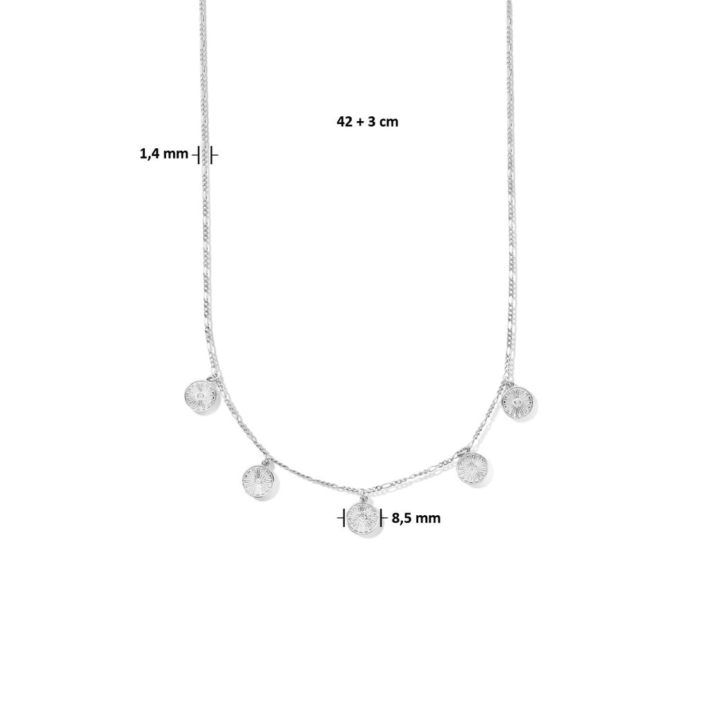 Halskette Kreise 42 + 3 cm Silber rhodiniert