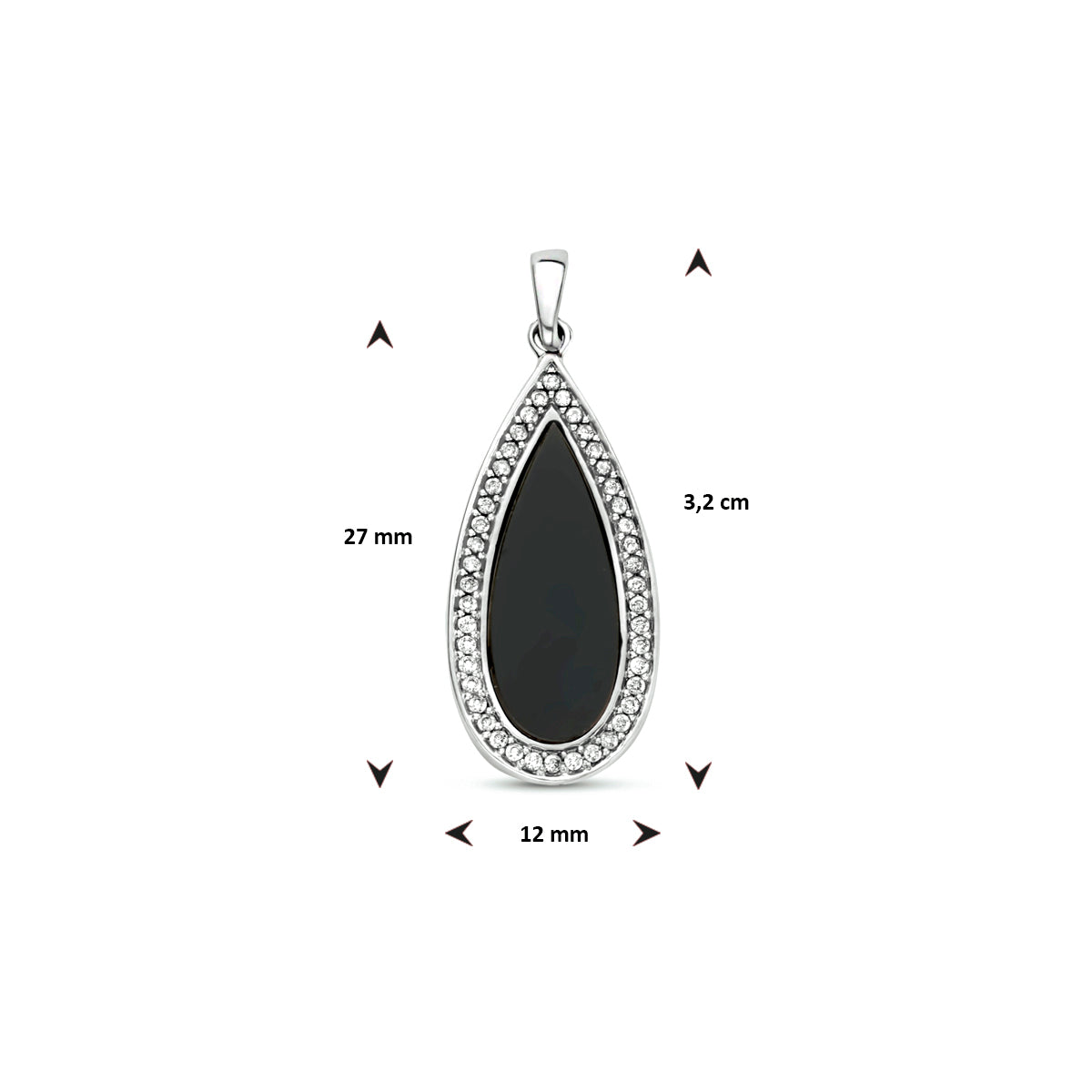 hanger onyx en zirkonia zilver gerhodineerd