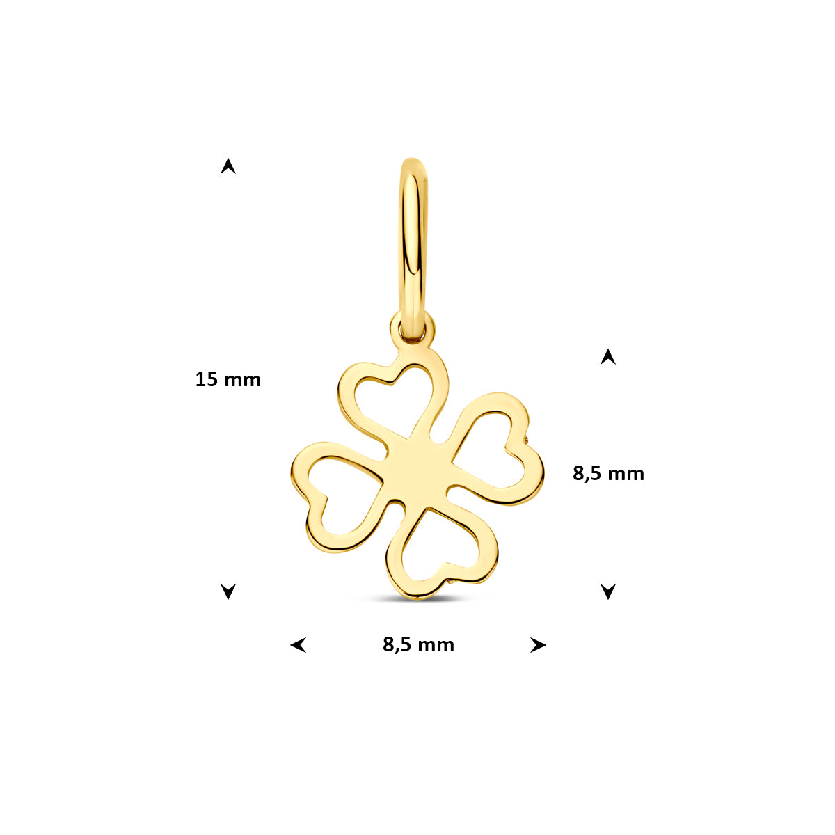 9k hanger klaver 8,5 mm 9K geel