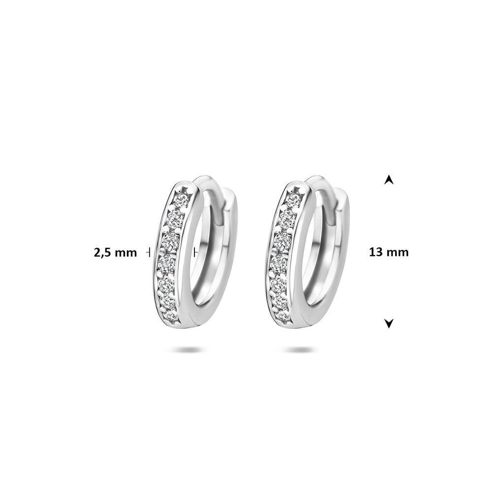 klapoorringen zirkonia 13 mm zilver gerhodineerd
