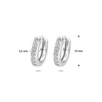 klapoorringen zirkonia 13 mm zilver gerhodineerd