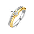ring zirkonia 3 micron zilver verguld (geel/rhodium)
