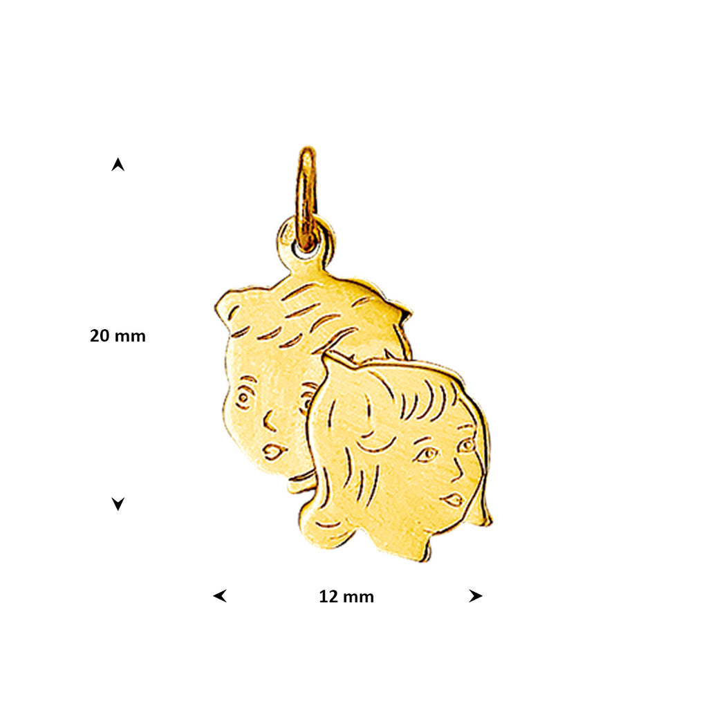 Anhänger Junge und Mädchen 20 mm 14K Gelbgold