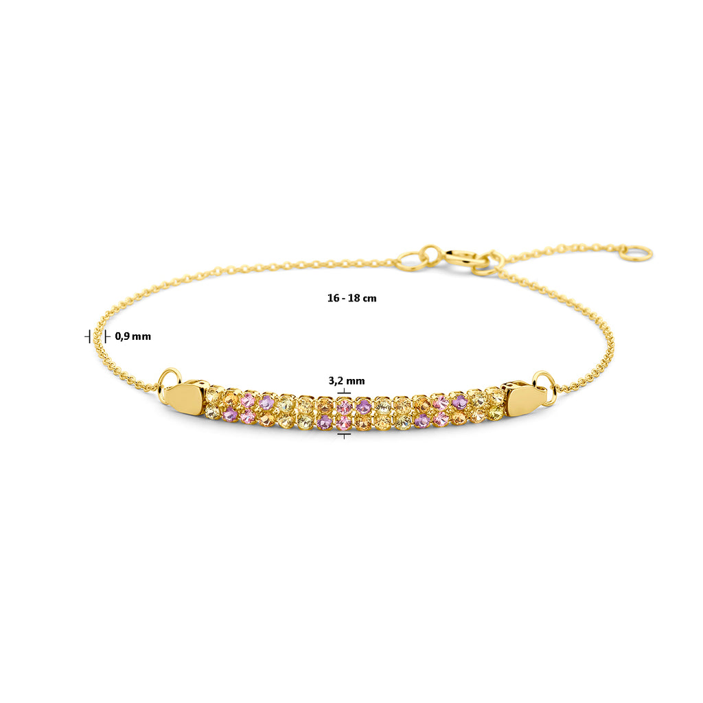 Armband Naturfarbsteine 16–18 cm 14K Gelbgold