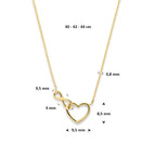 collier hartje en infinity 40 - 42 - 44 cm 14K geelgoud