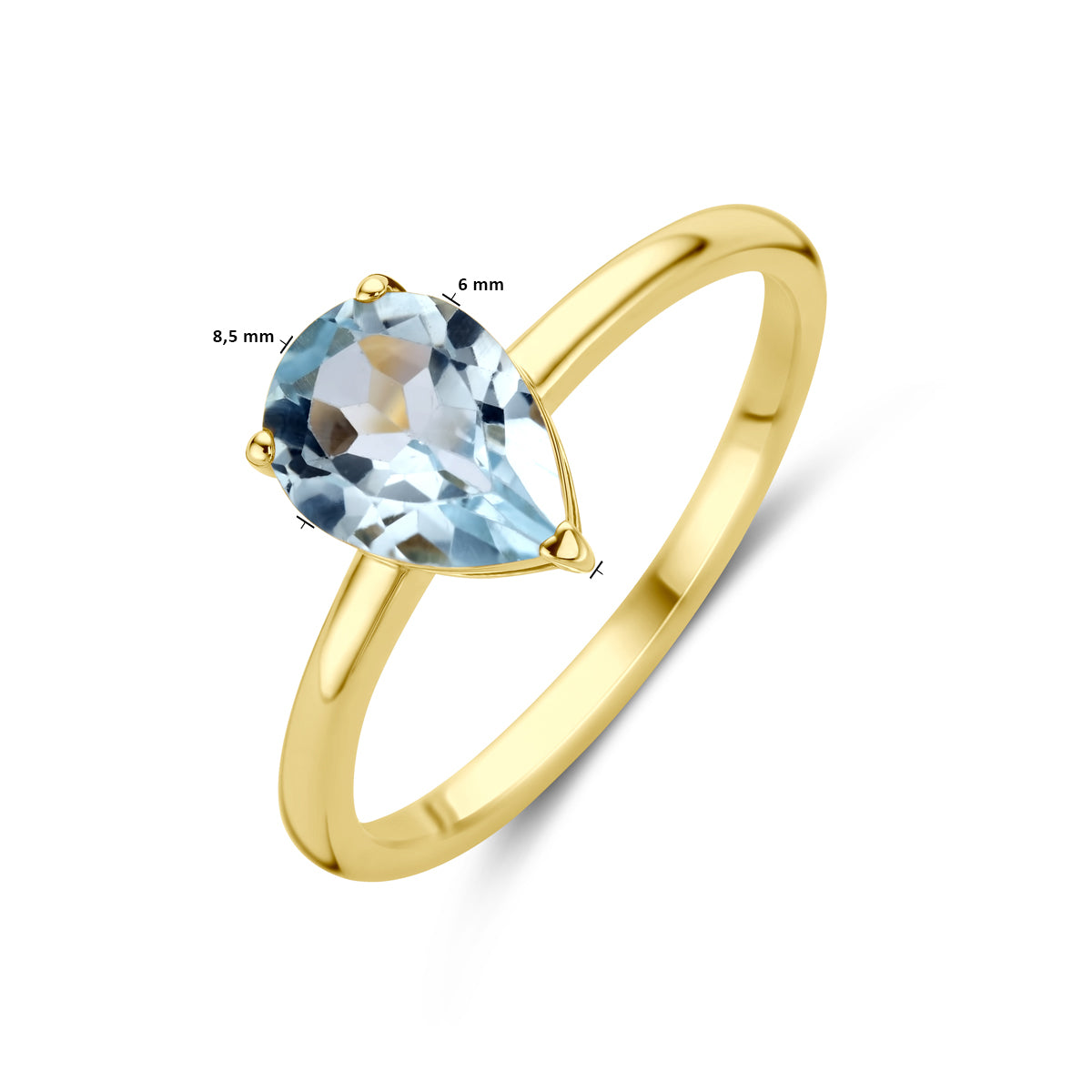 ring blauw topaas 14K geelgoud