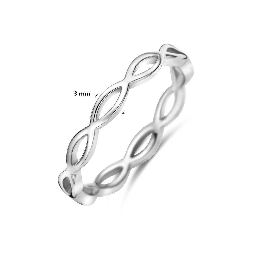 ring schakel zilver gerhodineerd