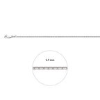 Anker, diamantgeschliffen, 1,7 mm, Silber, rhodiniert