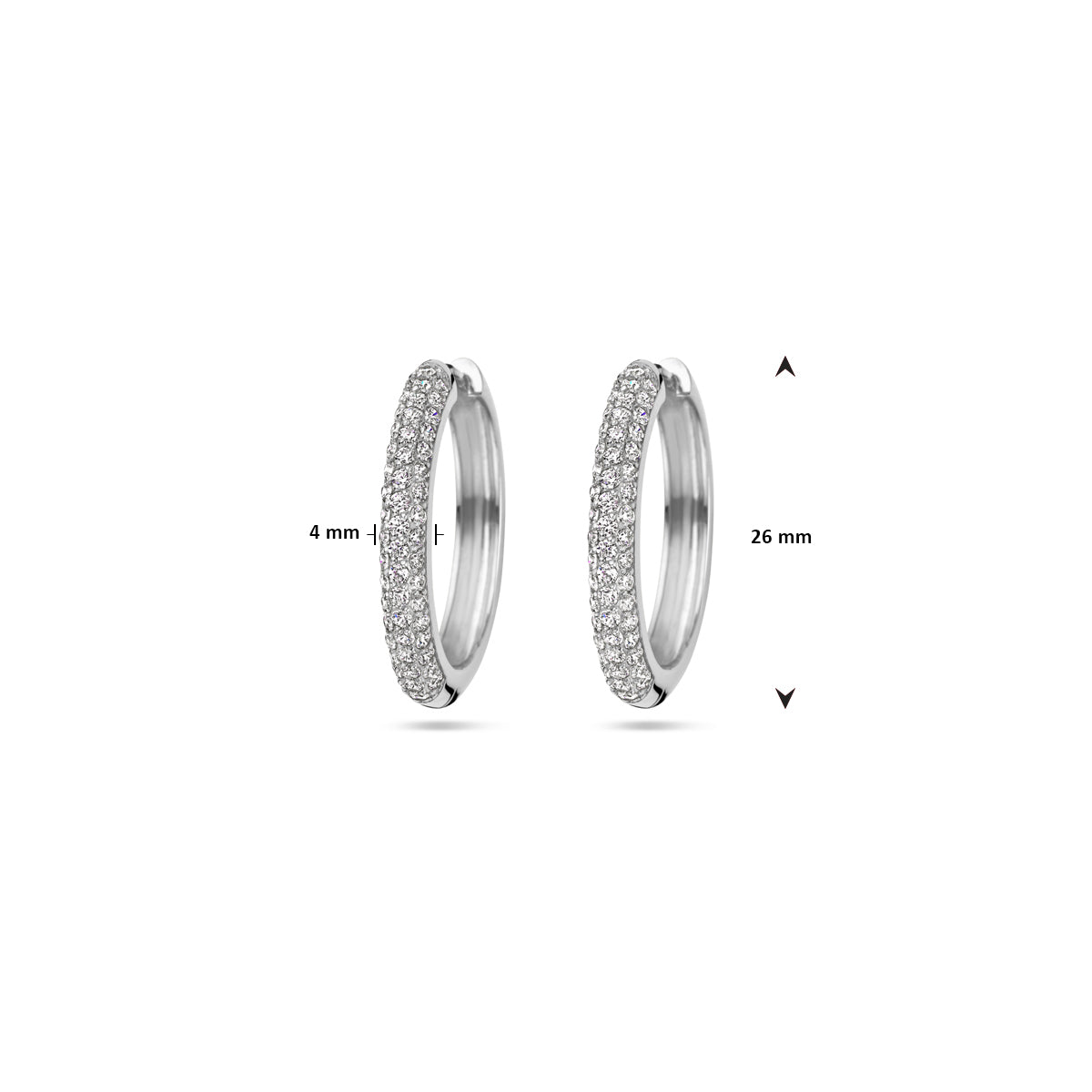 klapoorringen zirkonia zilver gerhodineerd