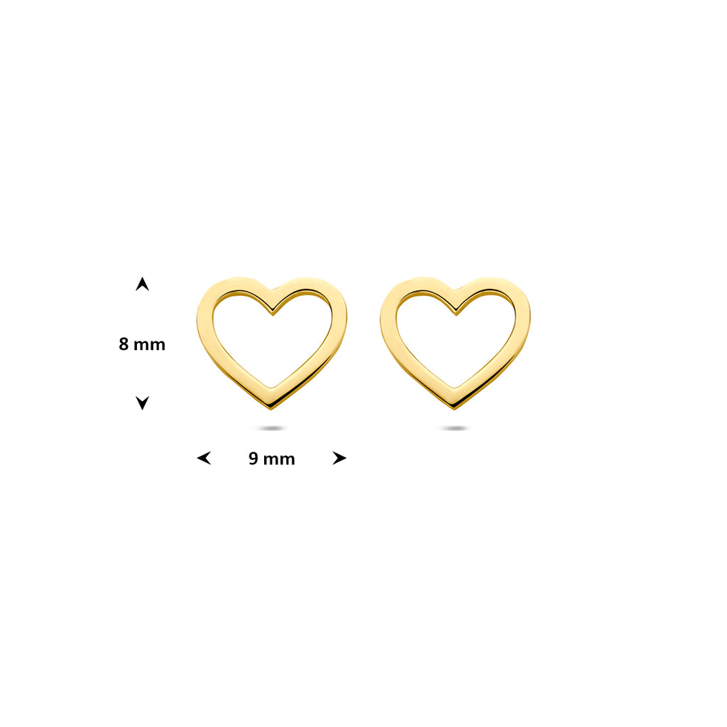 oorknoppen hartje 8 mm 14K geelgoud