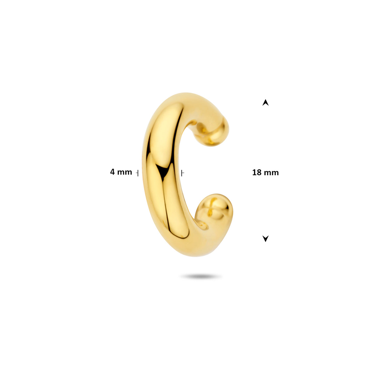 ear cuff 18 mm 1 micron zilver verguld (geel)