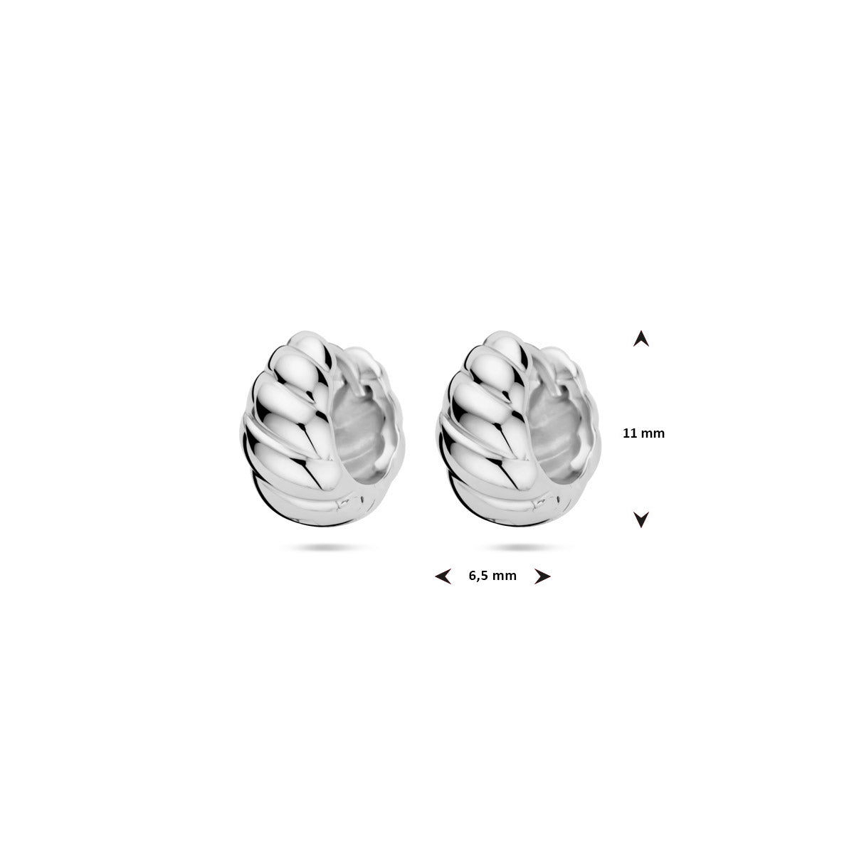 klapoorringen gedraaid 6,5 mm zilver gerhodineerd