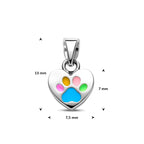 hanger emaille hartje hondenpoten 13 mm zilver gerhodineerd