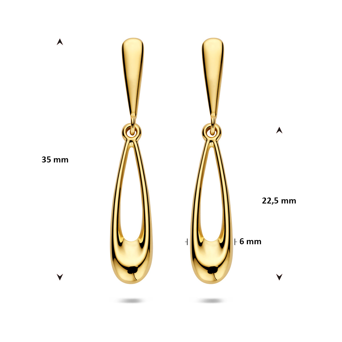 oorhangers 35 mm 14K geelgoud