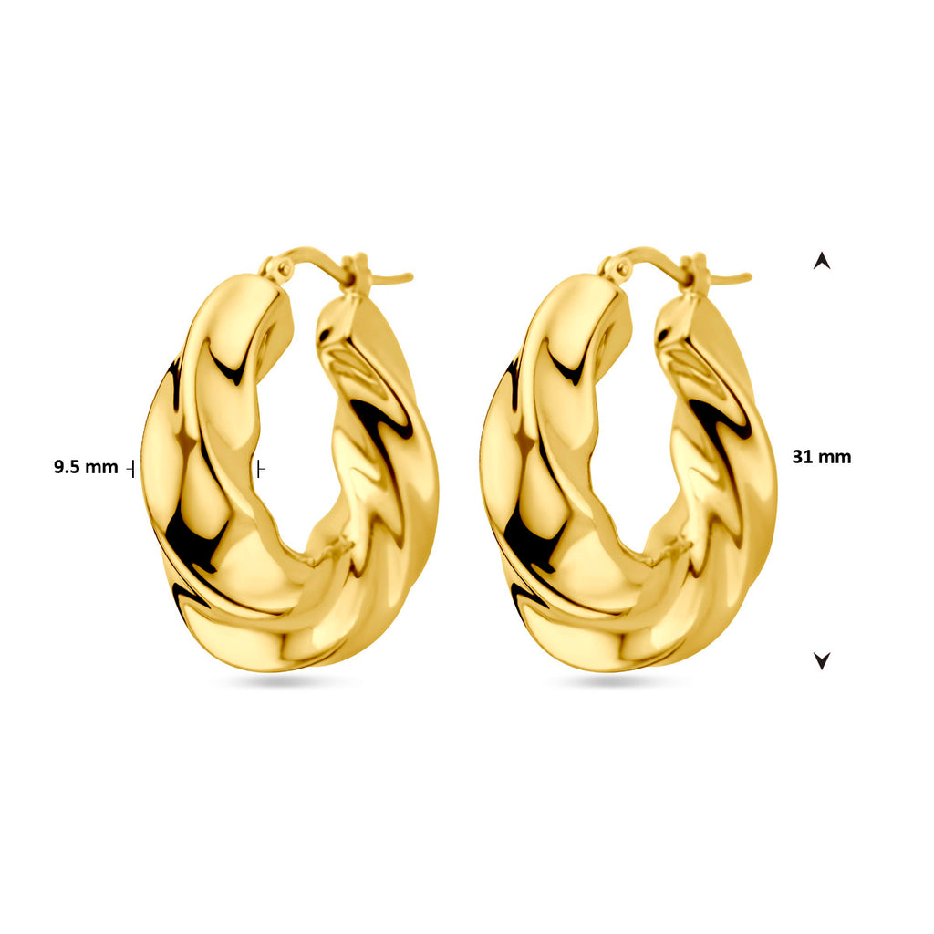 oorringen gedraaid 1 micron zilver verguld (geel)