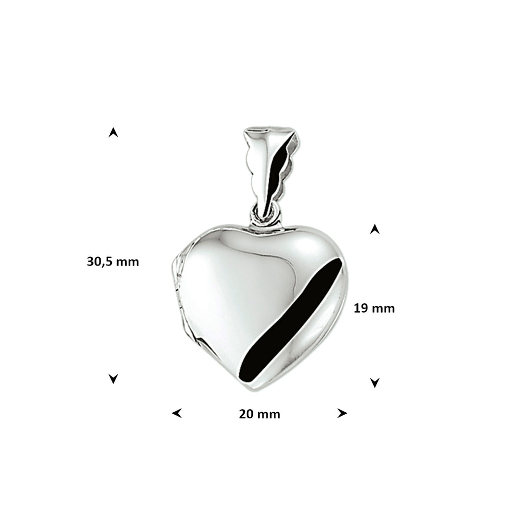 medaillon hart 19 mm zilver gerhodineerd