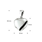 medaillon hart 19 mm zilver gerhodineerd