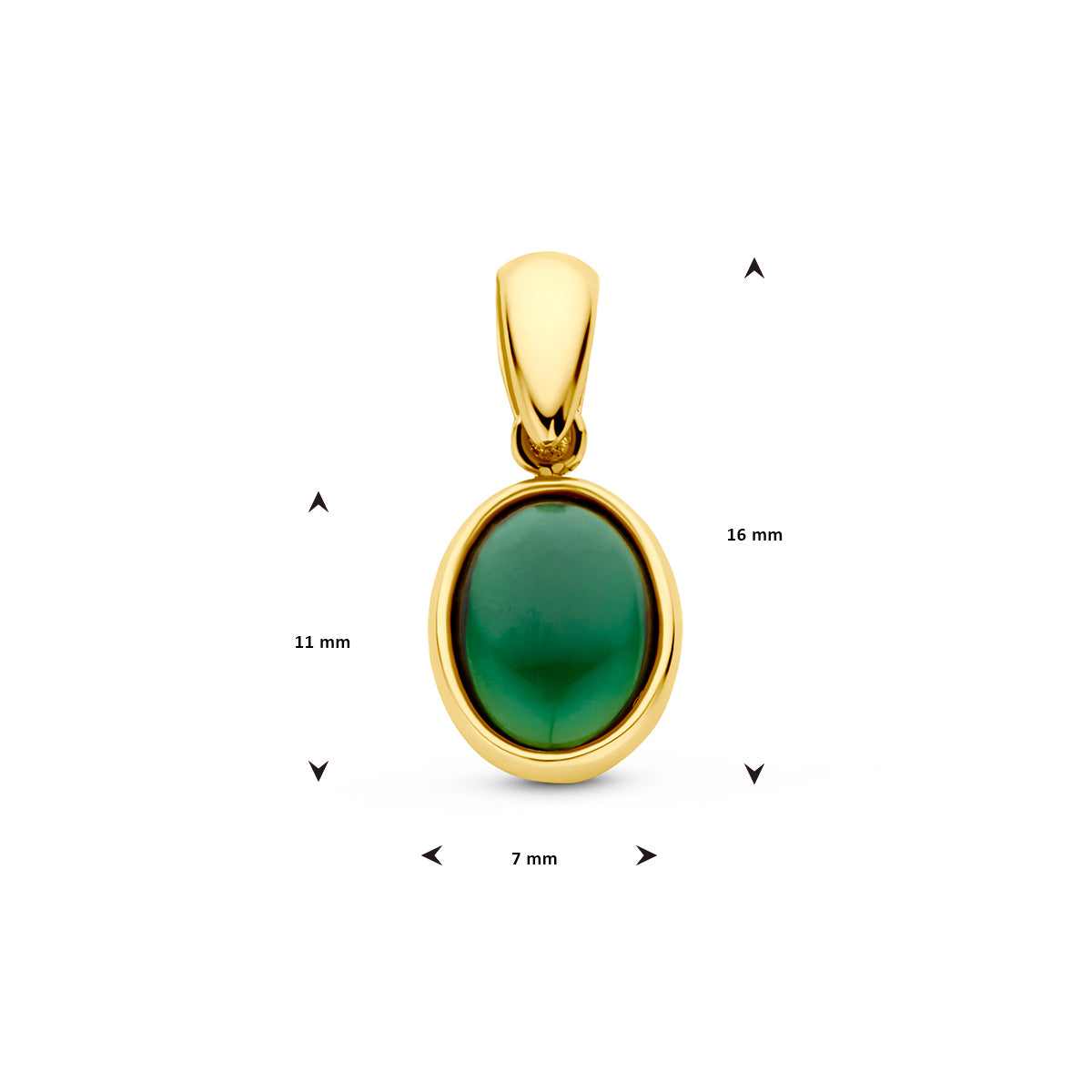 hanger groen toermalijn 14K geelgoud