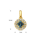 hanger london blue topaas en lab grown diamant 0.08ct f vs 7 mm 14K geelgoud