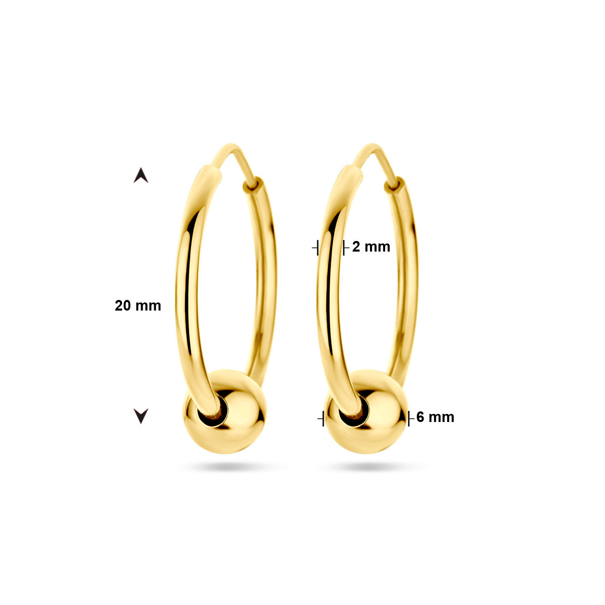 oorringen bolletje 1 micron zilver verguld (geel)