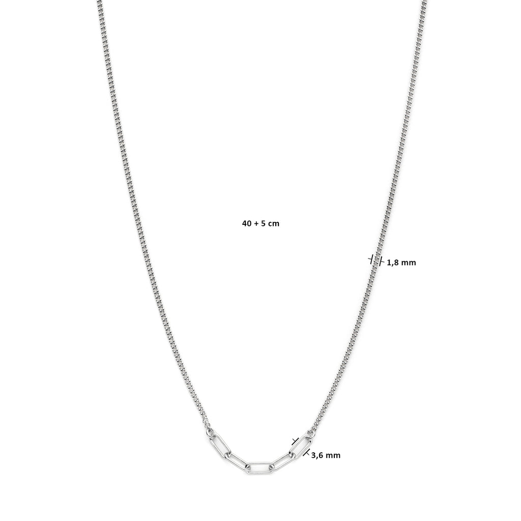 Halskette 3,6 mm 40 + 5 cm Silber rhodiniert