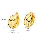 oorringen 22 mm 1 micron zilver verguld (geel)