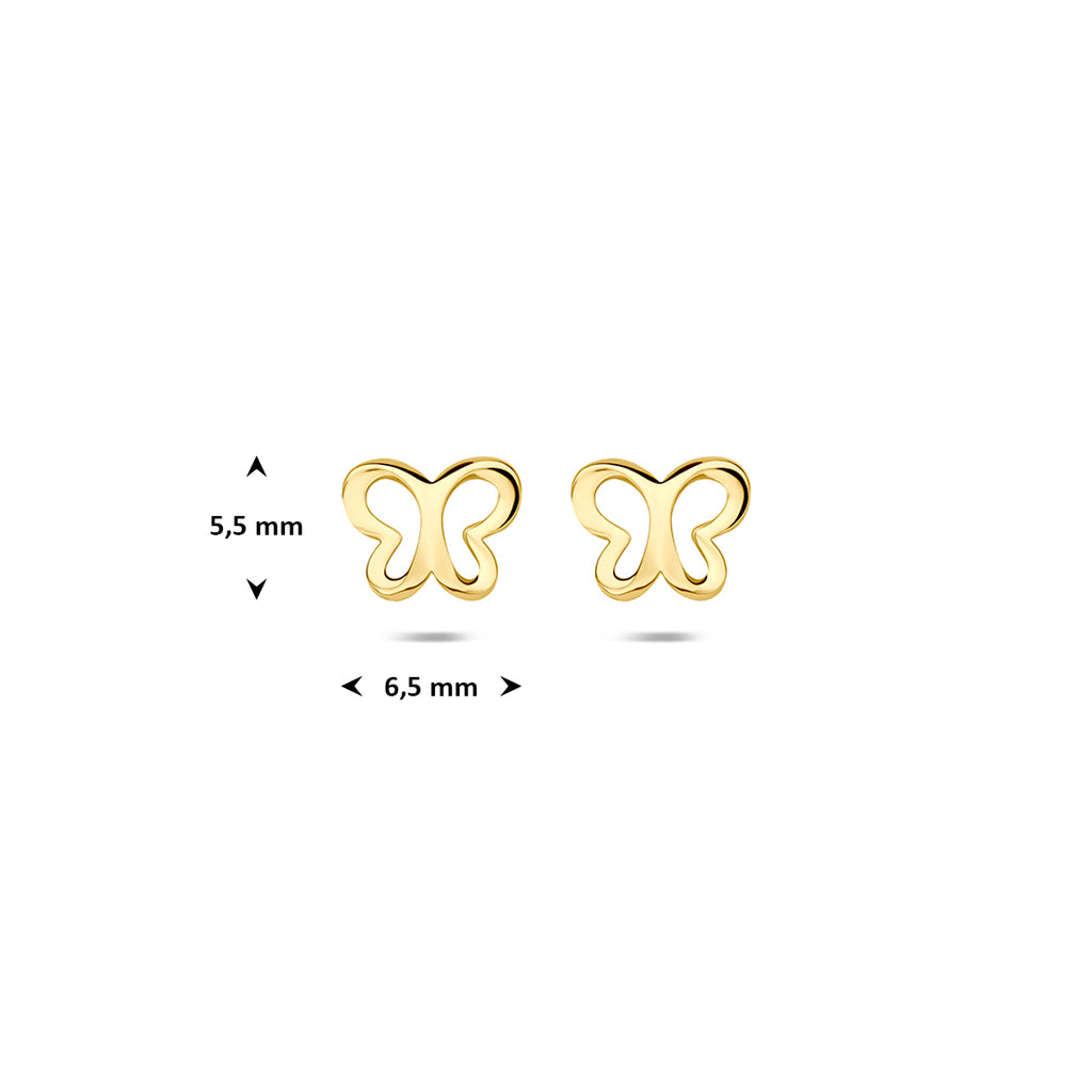 oorknoppen vlinder 14K geelgoud