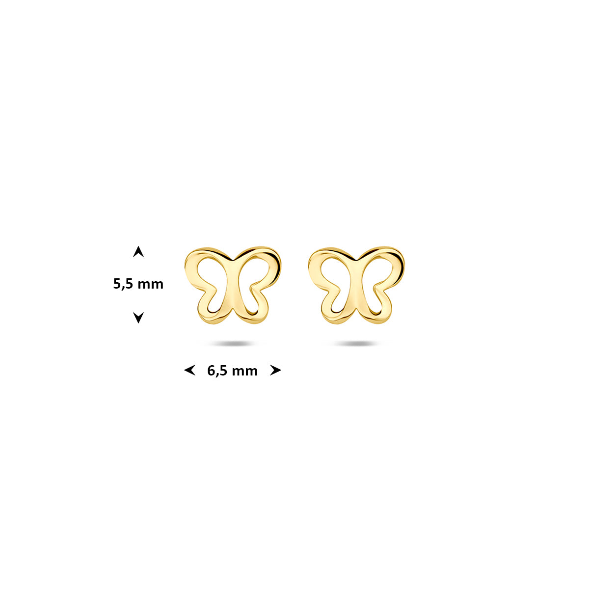 oorknoppen vlinder 14K geelgoud