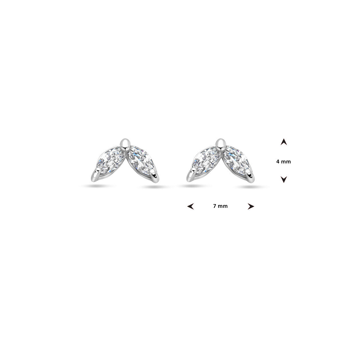 oorknoppen zirkonia zilver gerhodineerd
