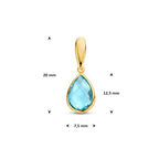 hanger blauw topaas 12,5 mm 14K geelgoud