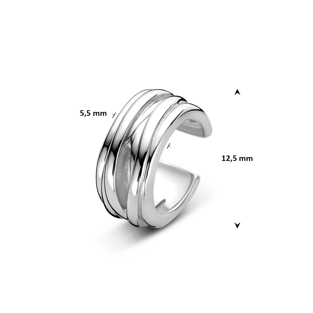 ear cuff 13 mm zilver gerhodineerd