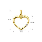 hanger hart en diamant 0.01ct h p1 14K geelgoud