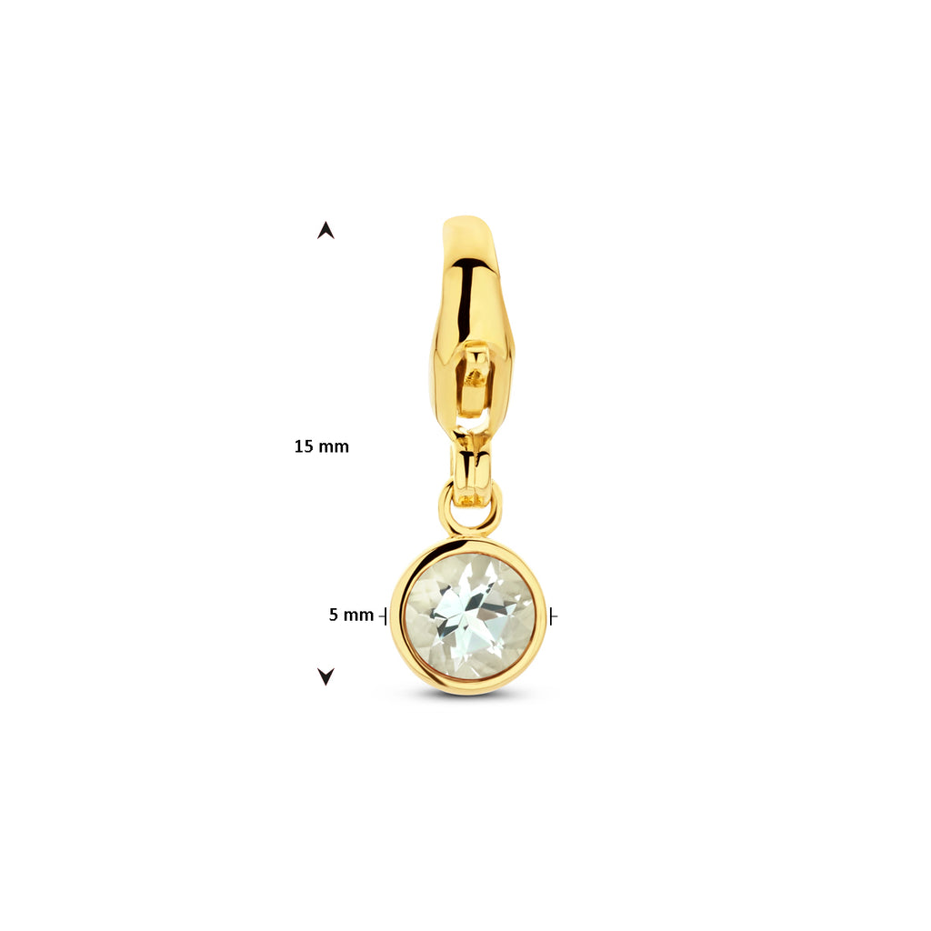 slotbedel met geboortesteen 14K geelgoud