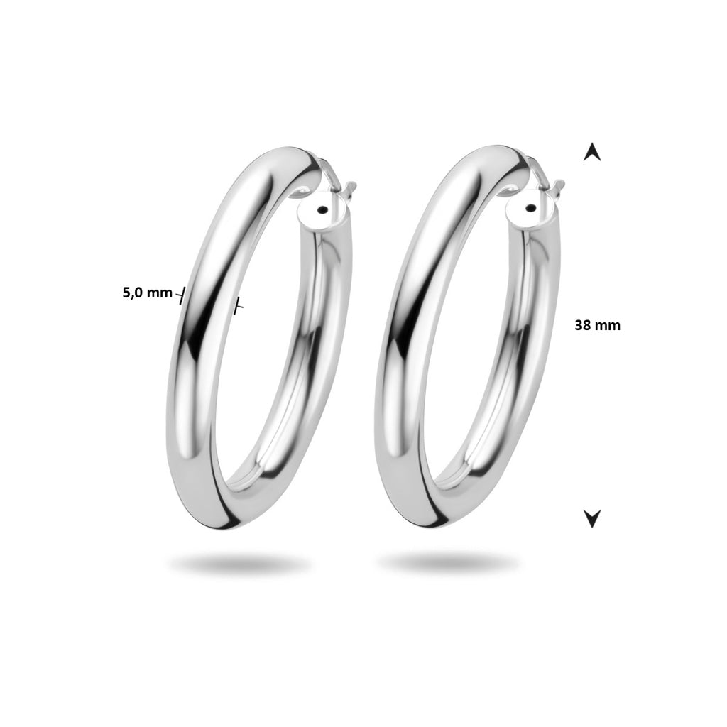 oorringen 5,0 mm ronde buis zilver wit