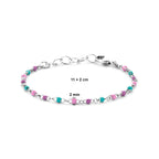 armband bolletjes gekleurd emaille 11 + 2 cm zilver gerhodineerd
