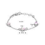 Armband Schmetterlinge Emaille 11 + 2 cm rhodiniert Silber