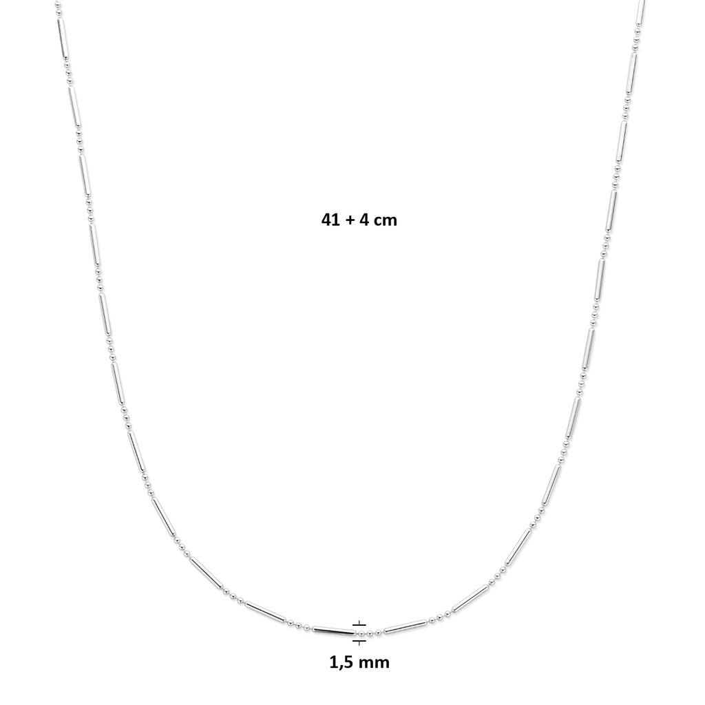 Halskette Röhrchen 1,5 mm 41 + 4 cm Silber rhodiniert