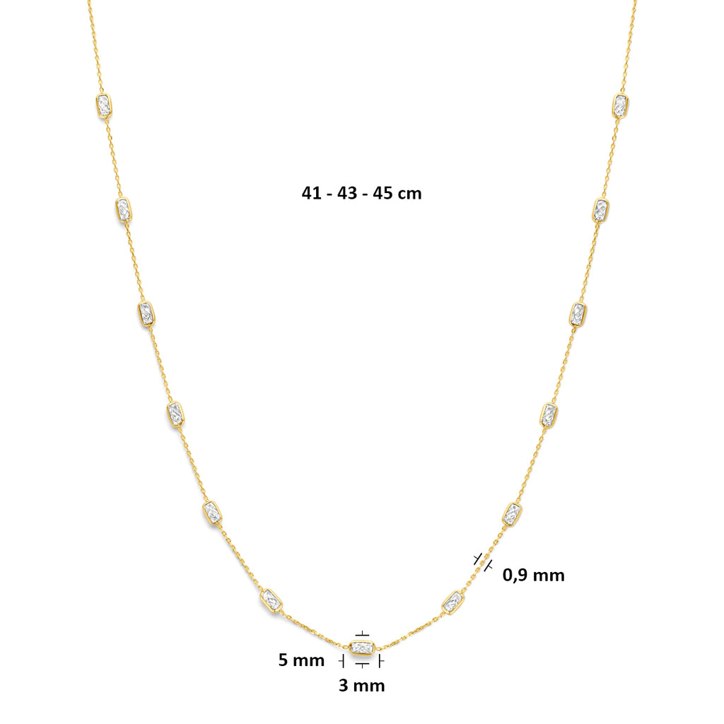 9k collier zirkonia 41 - 43 - 45 cm 9K geel