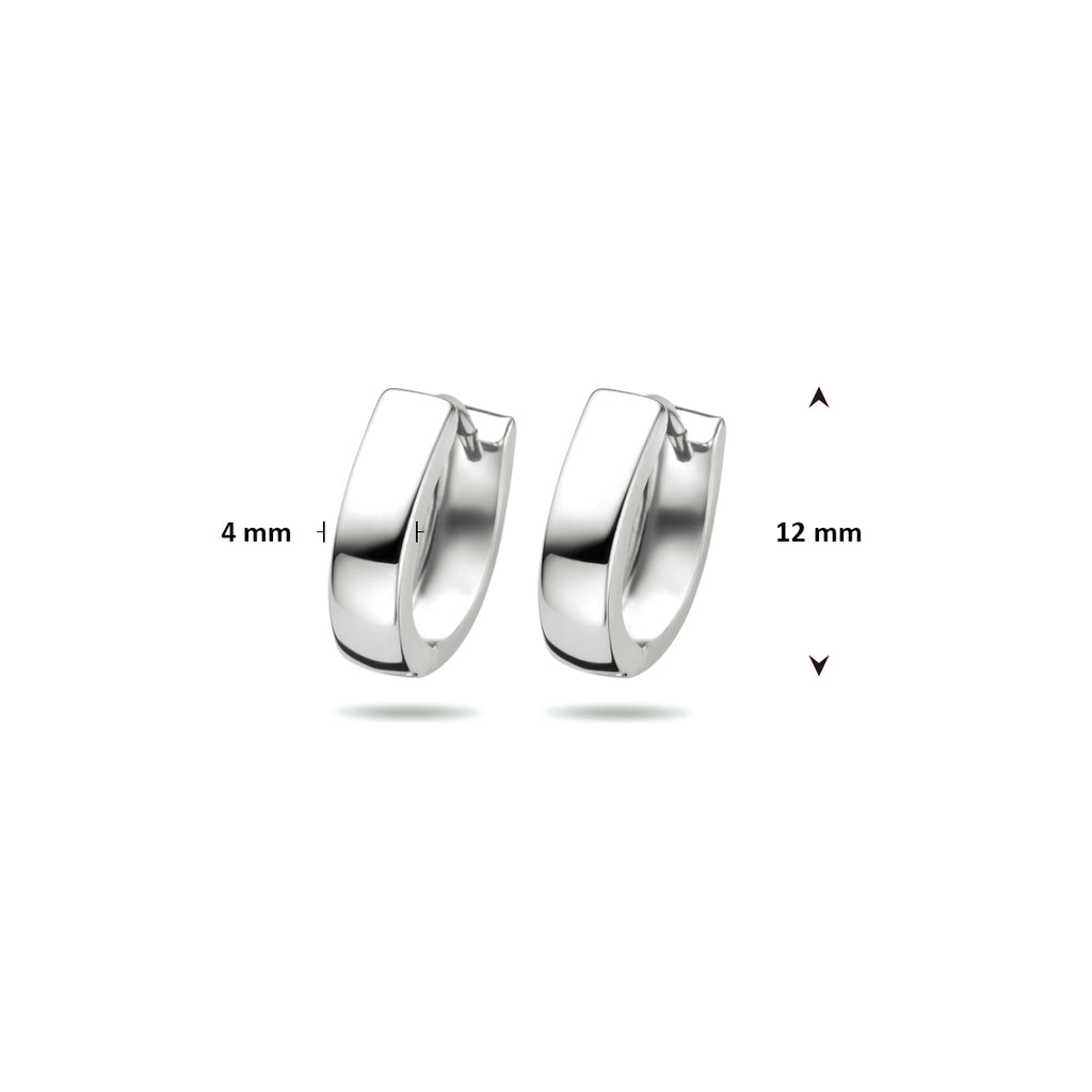 klapoorringen vlak 12 mm 14K witgoud