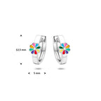 Klappcreolen Blume Emaille 12,5 mm Silber rhodiniert