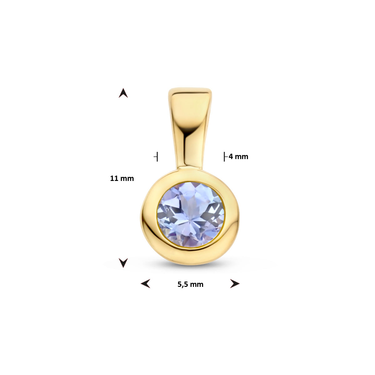 hanger met geboortesteen 11 mm zilver verguld (geel)