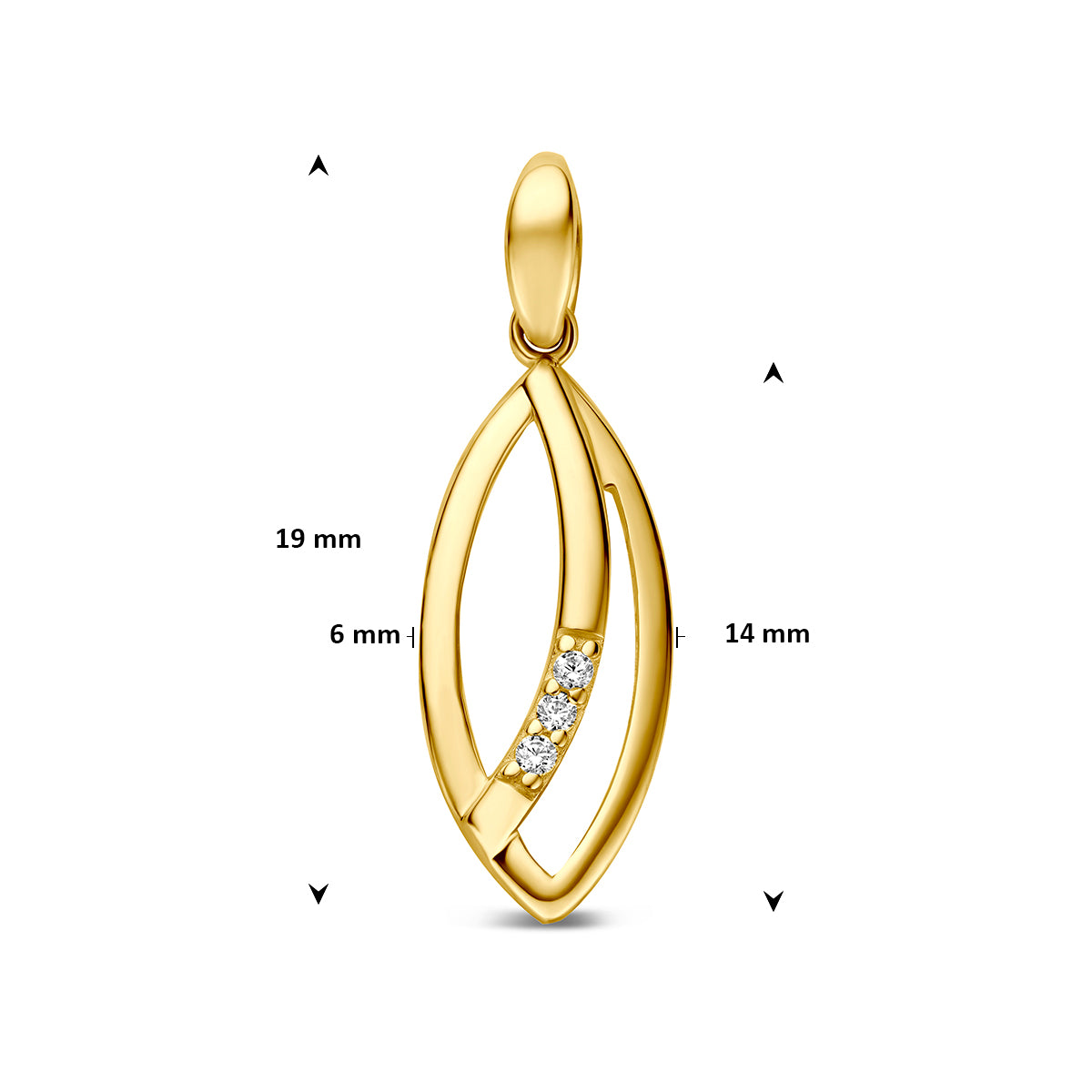 9k hanger zirkonia 14 mm 9K geel