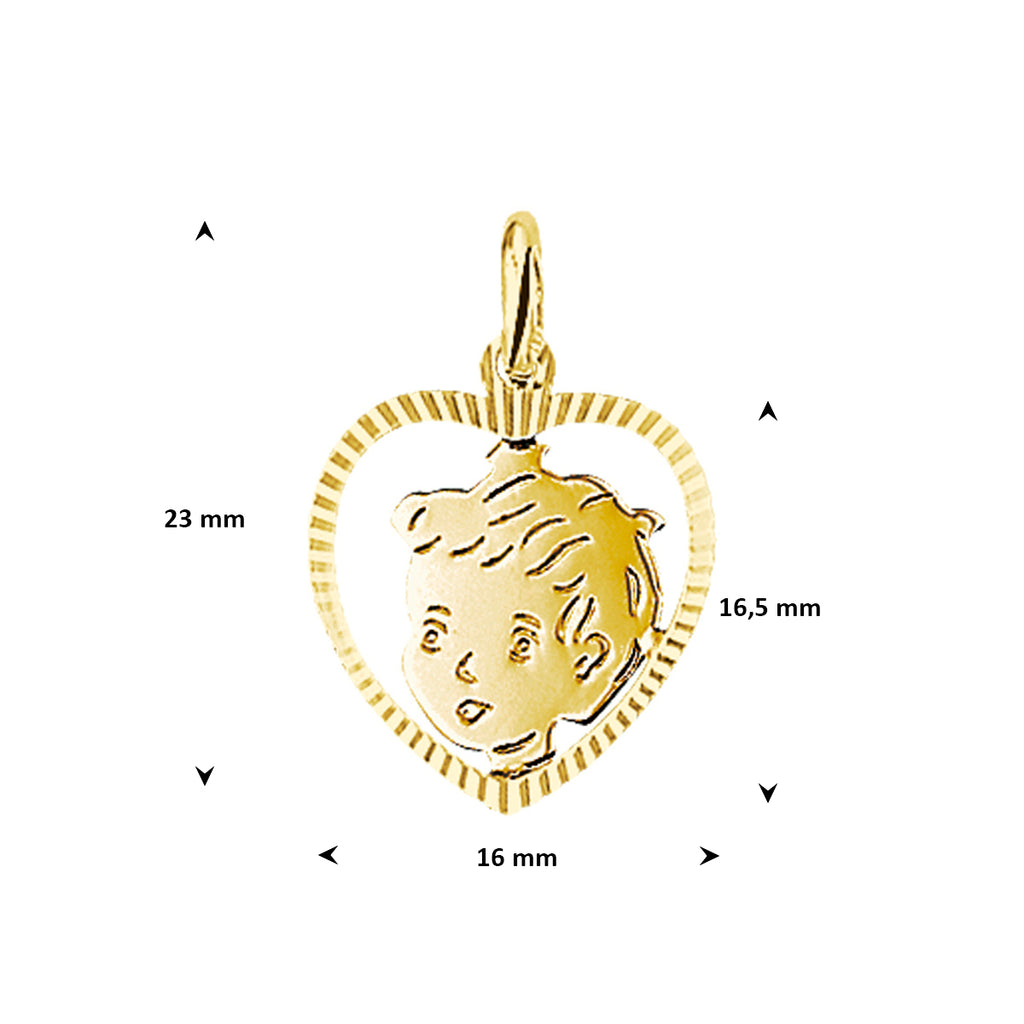 hanger jongen hart gediamanteerd 16,5 mm 14K geelgoud