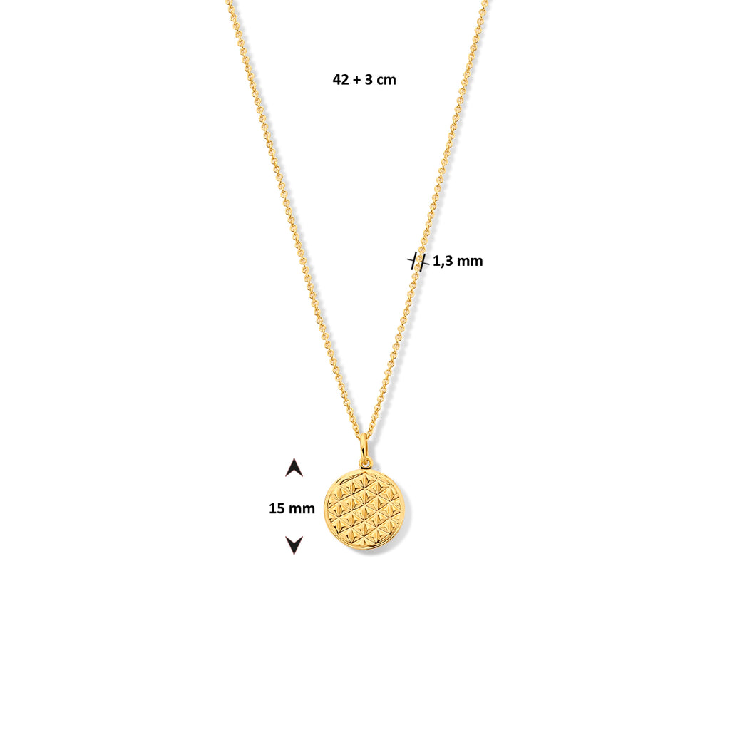 Halskette runder Diamant 42 + 3 cm Silber vergoldet (gelb)