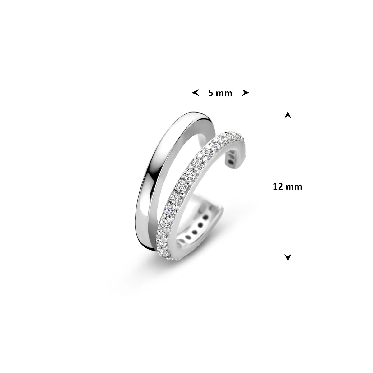 ear cuff zirkonia 12 mm zilver gerhodineerd