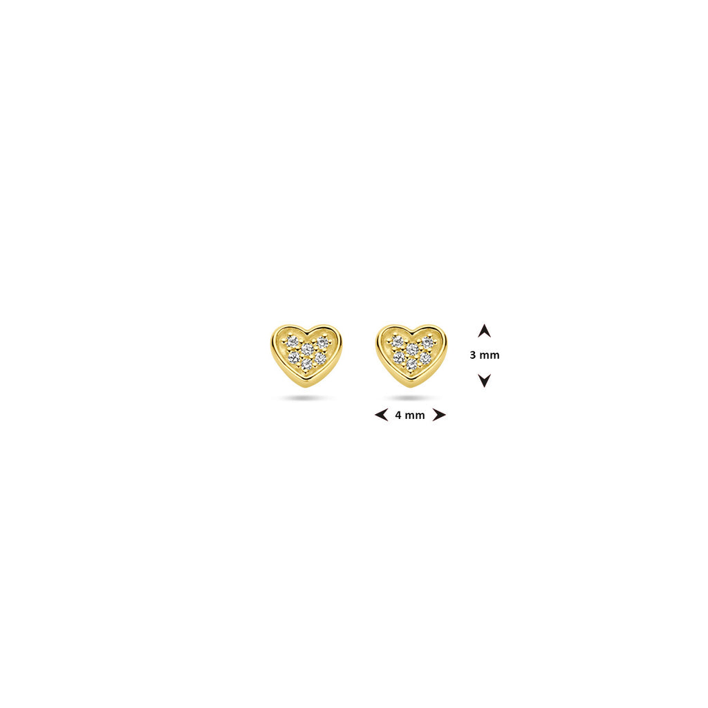 oorknoppen hart diamant h si 14K geelgoud