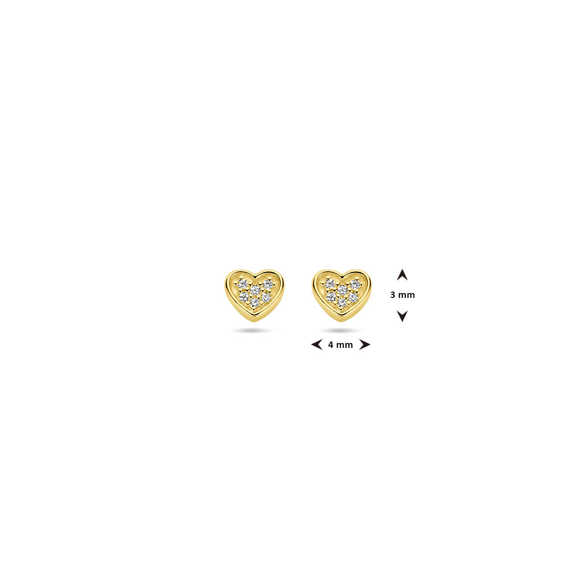 oorknoppen hart diamant h si 14K geelgoud