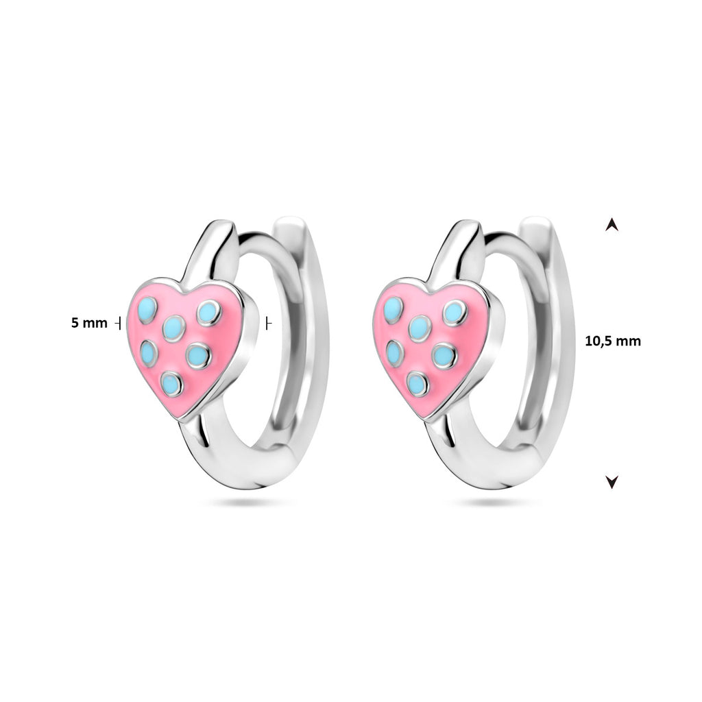 Ohrhänger Herz rosa und türkis Emaille Silber rhodiniert