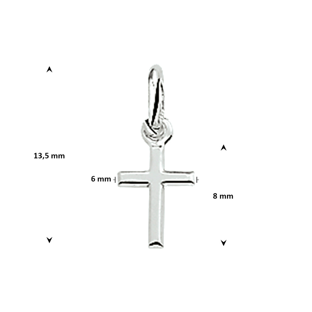 hanger kruis 8 mm zilver wit
