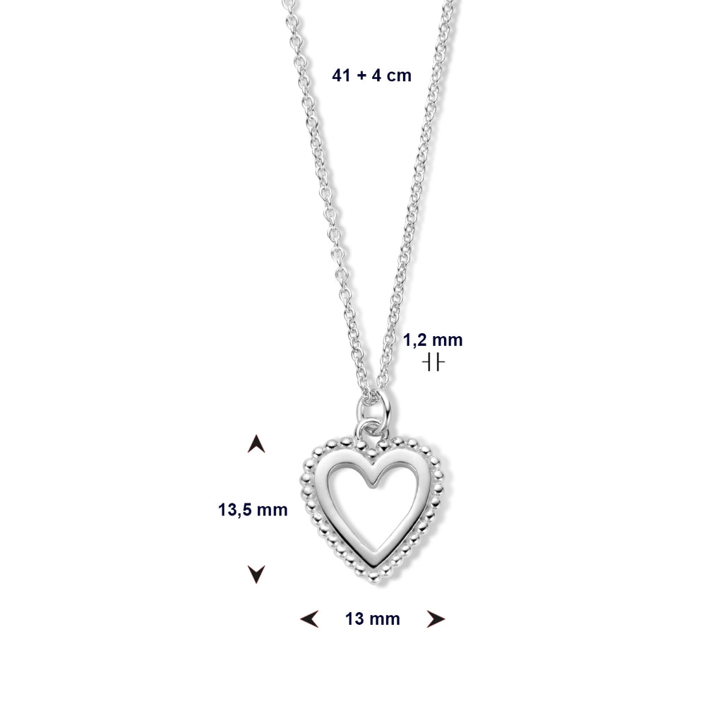 Halskette Herz 41 + 4 cm Silber rhodiniert